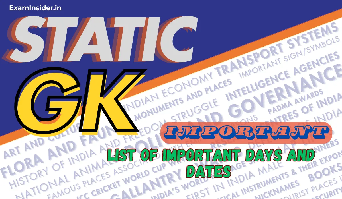 IMPORTANT DAYS AND DATES
